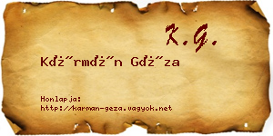 Kármán Géza névjegykártya
